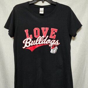 Womans Georgia Bulldog T-Shirt LOVE Bulldogs Tee Gildan Size M Football Tee